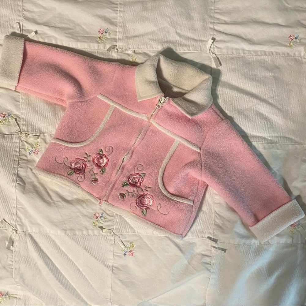 Nannette 3-6 month vintage pink embroidered jacket